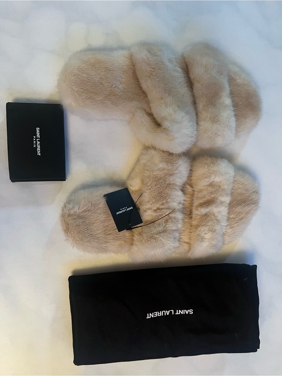 Saint Laurent Shoes - Saint Laurent Mink (Fur) Sandals, Size 40